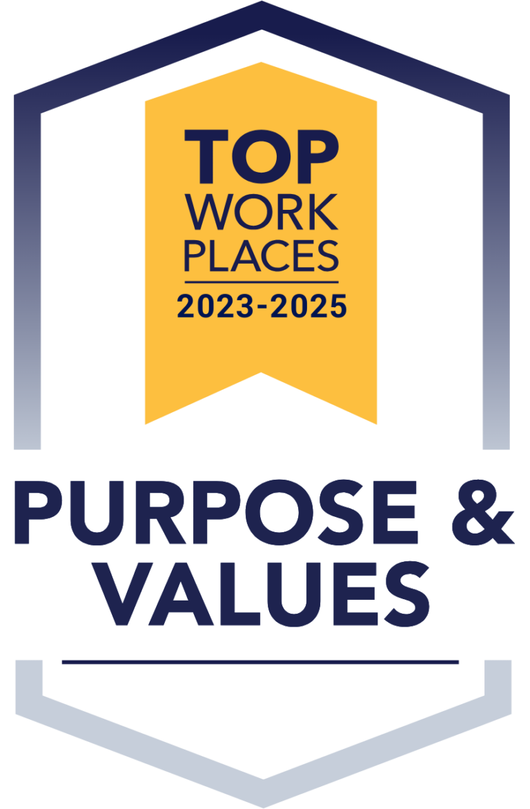 Purpose & Values Top Workplaces 2023-2025 badge