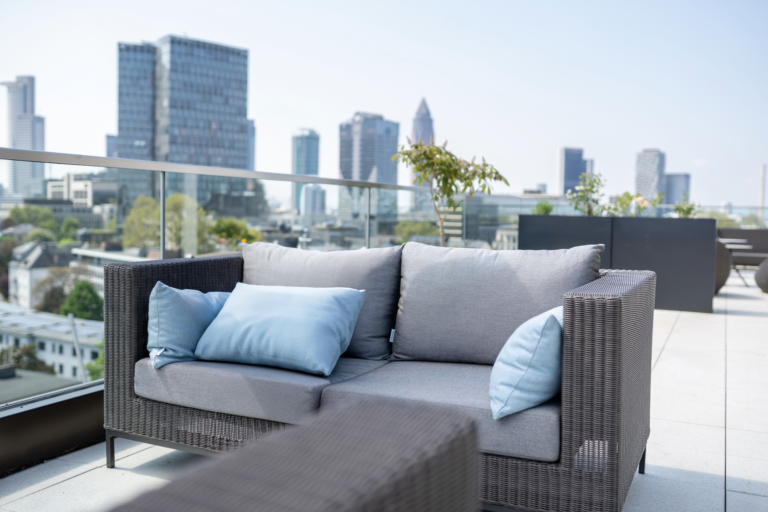 Photo of the skyline view at the firm’s Frankfurt office. (credit: McDermott Will & Schulte)