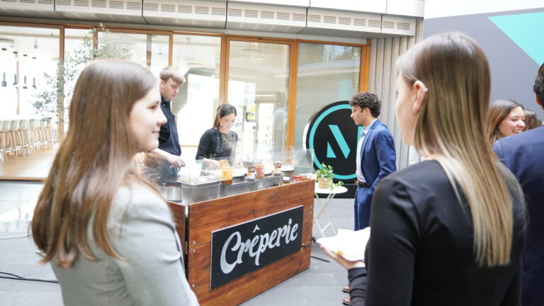 Interns enjoy crepes at a social event for the firm. (credit: McDermott Will & Schulte)